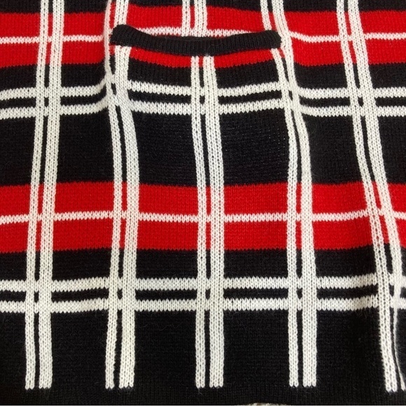 NY&Co Plaid Open Front Poncho Cardigan w Front Pockets Black/Red/White Size M - Picture 11 of 15